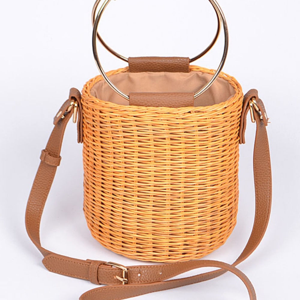 Bamboo wicker rattan style Clutch Bag - Picture 1 of 4